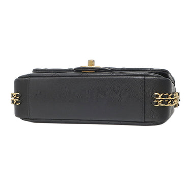 シャネル CHANEL マトラッセ チェーンショルダー ブラック キャビアスキン ショルダーバッグ ゴールド金具 シングルフラップ ココマーク