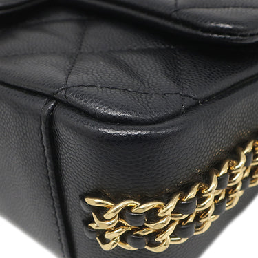 シャネル CHANEL マトラッセ チェーンショルダー ブラック キャビアスキン ショルダーバッグ ゴールド金具 シングルフラップ ココマーク