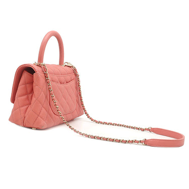 シャネル CHANEL マトラッセ ココハンドル XS サーモンピンク キャビアスキン 2WAYバッグ ゴールド金具 トップハンドル