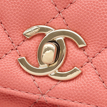 シャネル CHANEL マトラッセ ココハンドル XS サーモンピンク キャビアスキン 2WAYバッグ ゴールド金具 トップハンドル