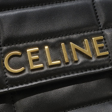 セリーヌ CELINE マトラッセ モノクローム 111273EYD.38NO ブラック レザー ショルダーバッグ ゴールド金具 黒 ロゴ チェーンショルダー チェーンバッグ