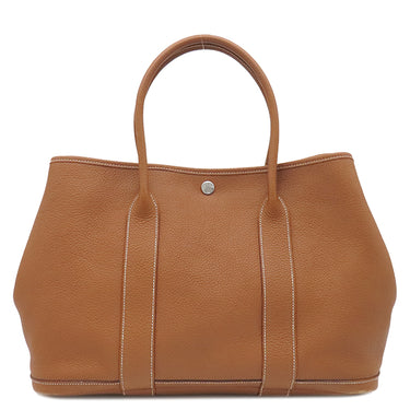 エルメス HERMES ガーデンパーティー PM 36 ゴールド ネゴンダ トートバッグ シルバー金具 茶