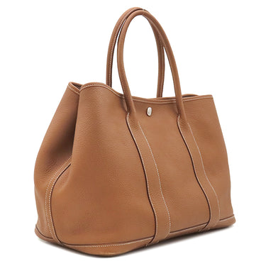 エルメス HERMES ガーデンパーティー PM 36 ゴールド ネゴンダ トートバッグ シルバー金具 茶
