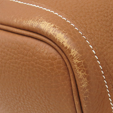 エルメス HERMES ガーデンパーティー PM 36 ゴールド ネゴンダ トートバッグ シルバー金具 茶