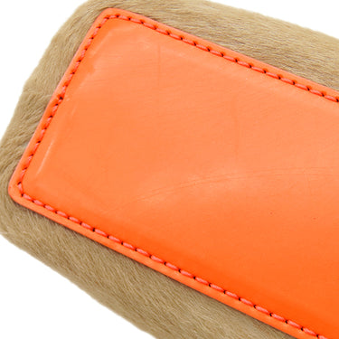 クリスチャン・ディオール Christian Dior ハラコ ミニ トート ベージュ×オレンジ ハラコ ハンドバッグ シルバー金具