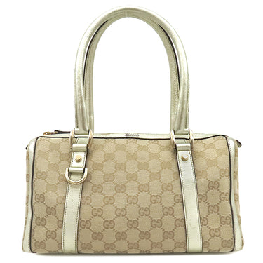 グッチ GUCCI GGキャンバス アビー ミニボストン 130942 ベージュ GGキャンバス ハンドバッグ ゴールド金具 メタリック