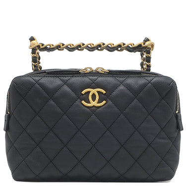 シャネル CHANEL マトラッセ スモール ボーリングバッグ AS3230 ブラック カーフ ショルダーバッグ マットゴールド金具 黒