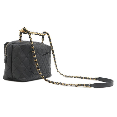 シャネル CHANEL マトラッセ スモール ボーリングバッグ AS3230 ブラック カーフ ショルダーバッグ マットゴールド金具 黒