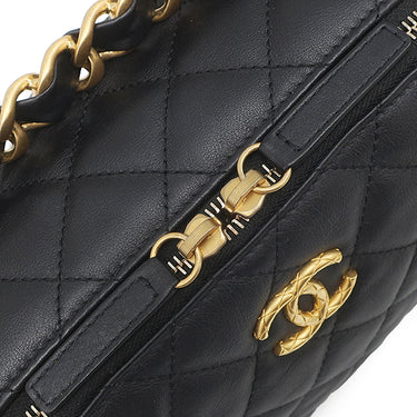 シャネル CHANEL マトラッセ スモール ボーリングバッグ AS3230 ブラック カーフ ショルダーバッグ マットゴールド金具 黒