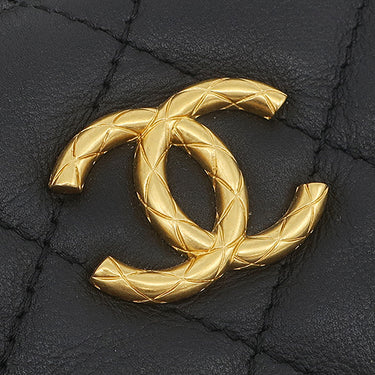 シャネル CHANEL マトラッセ スモール ボーリングバッグ AS3230 ブラック カーフ ショルダーバッグ マットゴールド金具 黒