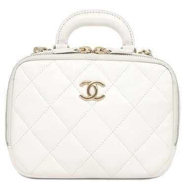シャネル CHANEL マトラッセ 18 トップハンドル ホワイト レザー 2WAYバッグ ゴールド金具 白 ハンドバッグ
