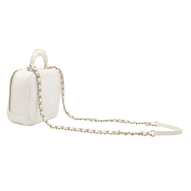 シャネル CHANEL マトラッセ 18 トップハンドル ホワイト レザー 2WAYバッグ ゴールド金具 白 ハンドバッグ