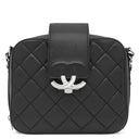 シャネル CHANEL ハーフココ カメラバッグ A98644 ブラック ラムスキン ショルダーバッグ シルバー金具 黒 チェーンショルダー