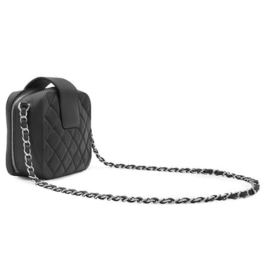 シャネル CHANEL ハーフココ カメラバッグ A98644 ブラック ラムスキン ショルダーバッグ シルバー金具 黒 チェーンショルダー