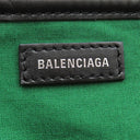 バレンシアガ BALENCIAGA ネイビーカバス S 339933 グリーン×ネイビー×ホワイト ウール レザー トートバッグ シルバー金具 チェック柄 ロゴ トート Navy カバ
