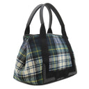 バレンシアガ BALENCIAGA ネイビーカバス S 339933 グリーン×ネイビー×ホワイト ウール レザー トートバッグ シルバー金具 チェック柄 ロゴ トート Navy カバ