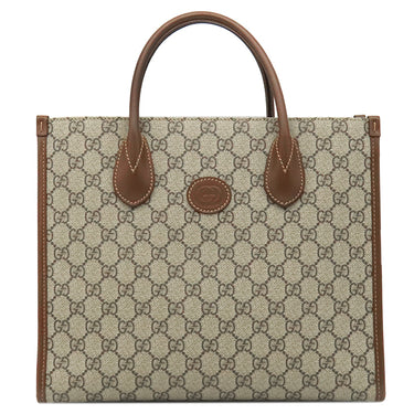グッチ GUCCI GGスモール トート 659983 ベージュ×エボニー GGスプリームキャンバス レザー 2WAYバッグ ゴールド金具 ハンドバッグ ショルダー