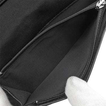シャネル CHANEL ココマーク ロングウォレット ブラック ラムスキン 長財布 二つ折り 黒