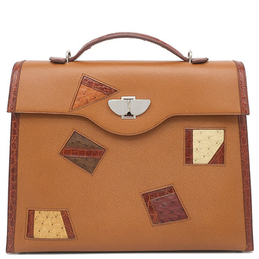 エルメス HERMES ケリー ニュアージュ ブラウン系 クシュベル アリゲーター オーストリッチ 2WAYバッグ シルバー金具 茶 ショルダー ヴィンテージ クロコ パピヨン金具