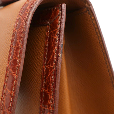 エルメス HERMES ケリー ニュアージュ ブラウン系 クシュベル アリゲーター オーストリッチ 2WAYバッグ シルバー金具 茶 ショルダー ヴィンテージ クロコ パピヨン金具