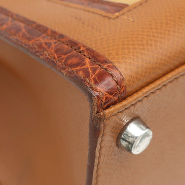 エルメス HERMES ケリー ニュアージュ ブラウン系 クシュベル アリゲーター オーストリッチ 2WAYバッグ シルバー金具 茶 ショルダー ヴィンテージ クロコ パピヨン金具
