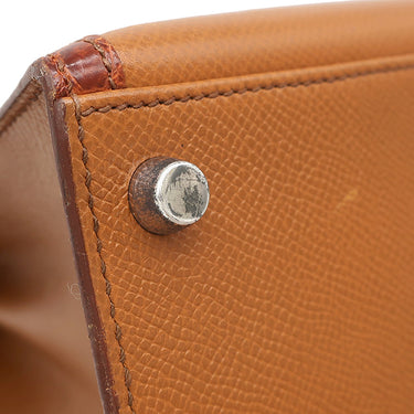 エルメス HERMES ケリー ニュアージュ ブラウン系 クシュベル アリゲーター オーストリッチ 2WAYバッグ シルバー金具 茶 ショルダー ヴィンテージ クロコ パピヨン金具