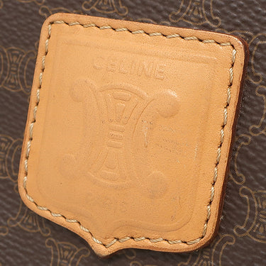 セリーヌ CELINE マカダム柄 ボストンバッグ ブラウン PVC レザー ボストンバッグ ゴールド金具 茶 ハンドバッグ
