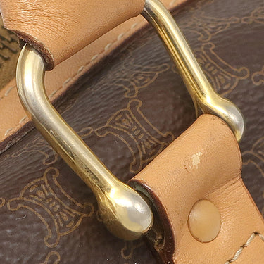 セリーヌ CELINE マカダム柄 ボストンバッグ ブラウン PVC レザー ボストンバッグ ゴールド金具 茶 ハンドバッグ