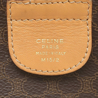 セリーヌ CELINE マカダム柄 ボストンバッグ ブラウン PVC レザー ボストンバッグ ゴールド金具 茶 ハンドバッグ