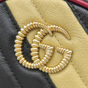 グッチ GUCCI GGマーモント ラウンドショルダー 550154 ブラック×ベージュ×レッド レザー ショルダーバッグ ゴールド金具 黒 赤 チェーン