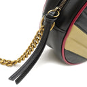 グッチ GUCCI GGマーモント ラウンドショルダー 550154 ブラック×ベージュ×レッド レザー ショルダーバッグ ゴールド金具 黒 赤 チェーン