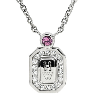 ハリーウィンストン Harry Winston HWロゴ ペンダント PEPSWAC16HWL ホワイトゴールド K18WG ダイヤモンド ピンクサファイア ネックレス Au750 K18 WG ダイヤ ピンクサファイア
