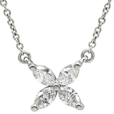 ティファニー Tiffany & Co ビクトリア ダイヤモンド プラチナシルバー Pt950 ダイヤモンド ネックレス T＆Co. Pt950 プラチナ 花 フラワーモチーフ マーキス