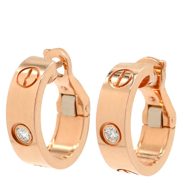 カルティエ Cartier ラブ LOVE フープピアス 1Pダイヤ B8301218 ピンクゴールド K18PG ダイヤモンド ピアス ミニラブ 750 18K PG RG