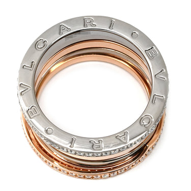 ブルガリ BVLGARI ビーゼロワン B-zero1 4バンド ダイヤ ピンクゴールド×ホワイトゴールド K18PG K18WG ダイヤモンド #56 リング 指輪 Au750 18K PG×WG コンビカラー 15.5号