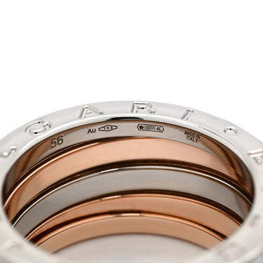 ブルガリ BVLGARI ビーゼロワン B-zero1 4バンド ダイヤ ピンクゴールド×ホワイトゴールド K18PG K18WG ダイヤモンド #56 リング 指輪 Au750 18K PG×WG コンビカラー 15.5号
