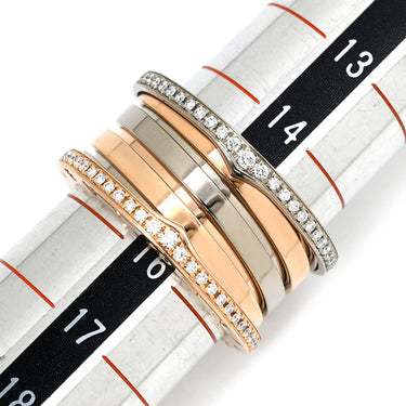 ブルガリ BVLGARI ビーゼロワン B-zero1 4バンド ダイヤ ピンクゴールド×ホワイトゴールド K18PG K18WG ダイヤモンド #56 リング 指輪 Au750 18K PG×WG コンビカラー 15.5号