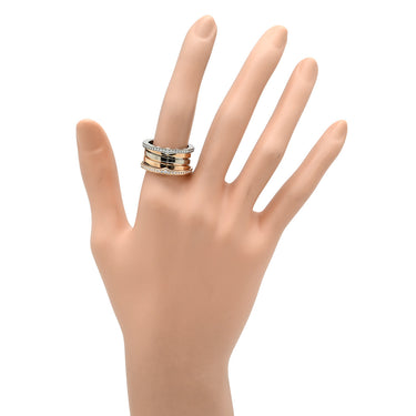 ブルガリ BVLGARI ビーゼロワン B-zero1 4バンド ダイヤ ピンクゴールド×ホワイトゴールド K18PG K18WG ダイヤモンド #56 リング 指輪 Au750 18K PG×WG コンビカラー 15.5号