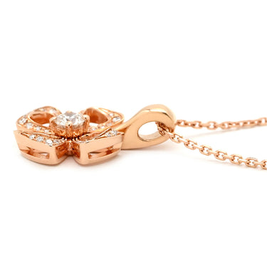 ブルガリ BVLGARI フィオレヴァー ピンクゴールド K18PG ダイヤモンド ネックレス Au750 K18PG パヴェ ダイヤ フラワーモチーフ オープンワーク