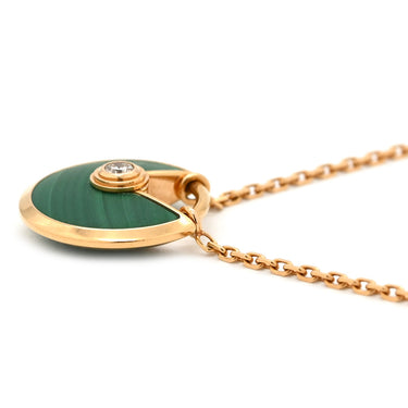 カルティエ Cartier アミュレット ドゥ カルティエ XS B7224550 グリーン×ピンクゴールド K18PG ダイヤモンド マラカイト ネックレス 750 18K 18金 ダイヤ マラカイト 緑 マット