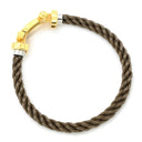 フレッド FRED フォース10 ラージモデル ブラウン×イエローゴールド K18YG ステンレスケーブル メタル(コードエンド) #14 ブレスレット Au750 18K YG