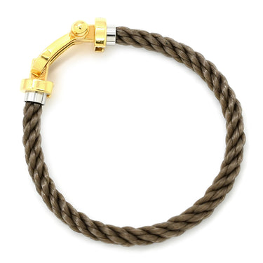 フレッド FRED フォース10 ラージモデル ブラウン×イエローゴールド K18YG ステンレスケーブル メタル(コードエンド) #14 ブレスレット Au750 18K YG