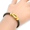 フレッド FRED フォース10 ラージモデル ブラウン×イエローゴールド K18YG ステンレスケーブル メタル(コードエンド) #14 ブレスレット Au750 18K YG