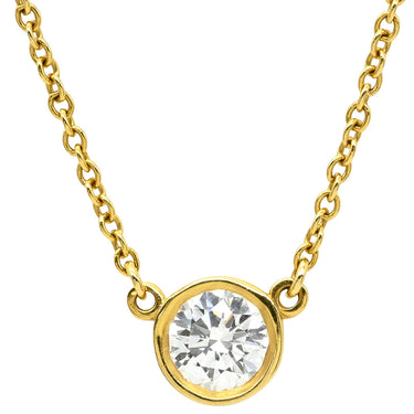 ティファニー Tiffany & Co バイザヤード シングルダイヤ イエローゴールド K18YG ダイヤモンド ネックレス T&Co. 1P 1石 1粒 エルサペレッティ