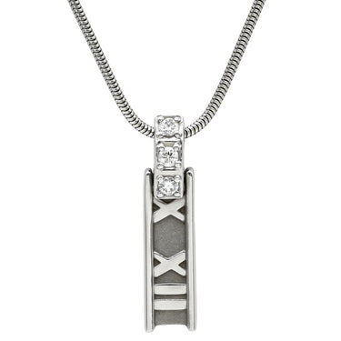 ティファニー Tiffany & Co アトラス バー ダイヤ ペンダント ホワイトゴールド K18WG ダイヤモンド ネックレス T＆Co. 3石 3P 18K 750 WG ローマ数字