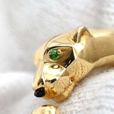カルティエ Cartier パンテール ドゥ カルティエ SM B4230100 イエローゴールド K18YG オニキス ツァボライトガーネット #61 リング 指輪 Au750 18K オニキス ツァボライト 20号