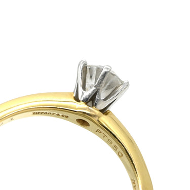 ティファニー Tiffany & Co セッティング ダイヤリング イエローゴールド×プラチナシルバー K18YG Pt950 ダイヤモンド リング 指輪 T＆Co. 一粒 1P 立爪 0.45ct 18K 750 YG プラチナ950 10号
