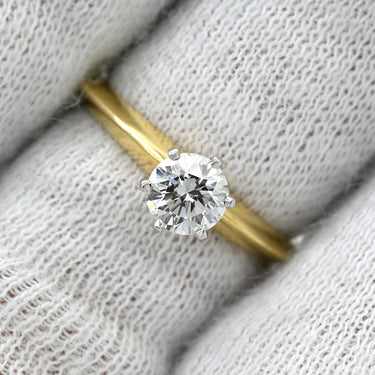 ティファニー Tiffany & Co セッティング ダイヤリング イエローゴールド×プラチナシルバー K18YG Pt950 ダイヤモンド リング 指輪 T＆Co. 一粒 1P 立爪 0.45ct 18K 750 YG プラチナ950 10号