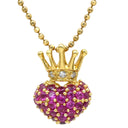 ノンブランド NON BRAND ルビー 0.60ct ダイヤモンド デザインペンダント レッド×イエローゴールド K18YG ルビー ダイヤモンド ネックレス 赤 レッド 18K 750 YG 王冠 ハート ラウンドミックスカット
