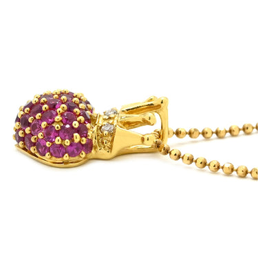 ノンブランド NON BRAND ルビー 0.60ct ダイヤモンド デザインペンダント レッド×イエローゴールド K18YG ルビー ダイヤモンド ネックレス 赤 レッド 18K 750 YG 王冠 ハート ラウンドミックスカット